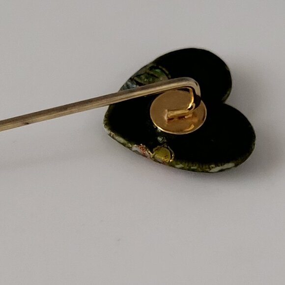 Vintage Heart Cloisonne' Enamel Hat Lapel Pin - Picture 7 of 8